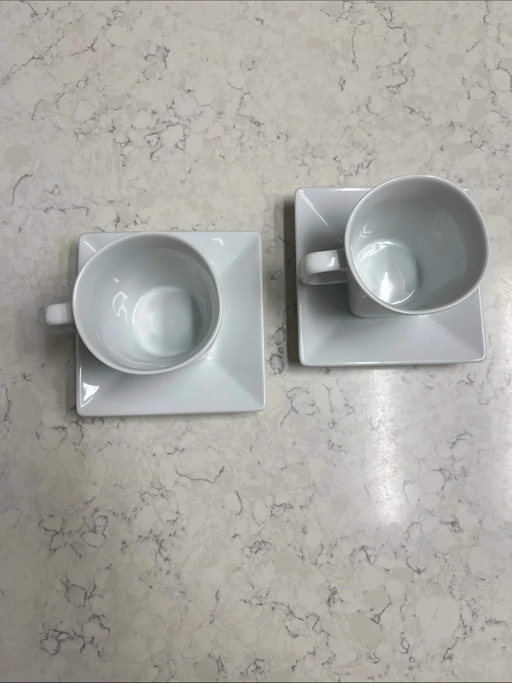 White Porcelain Square Cup & Saucer Set - 2 Pieces